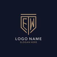 EW initial logo monogram with simple luxury shield icon design vector