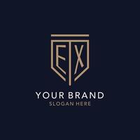 EX initial logo monogram with simple luxury shield icon design vector