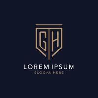 GH initial logo monogram with simple luxury shield icon design vector