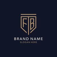 FB initial logo monogram with simple luxury shield icon design vector