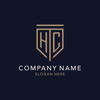 HC initial logo monogram with simple luxury shield icon design vector