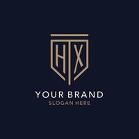 HX initial logo monogram with simple luxury shield icon design vector