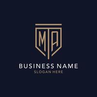 MA initial logo monogram with simple luxury shield icon design vector