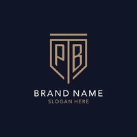 PB initial logo monogram with simple luxury shield icon design vector