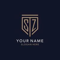 SZ initial logo monogram with simple luxury shield icon design vector