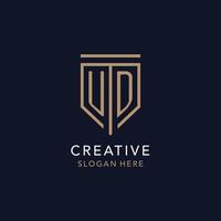 UD initial logo monogram with simple luxury shield icon design vector