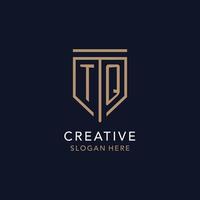 TQ initial logo monogram with simple luxury shield icon design vector
