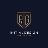 RG initial logo monogram with simple luxury shield icon design vector
