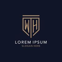 WH initial logo monogram with simple luxury shield icon design vector