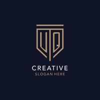UQ initial logo monogram with simple luxury shield icon design vector