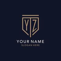 YZ initial logo monogram with simple luxury shield icon design vector
