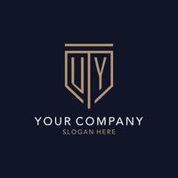 UY initial logo monogram with simple luxury shield icon design vector