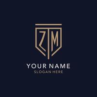 ZM initial logo monogram with simple luxury shield icon design vector