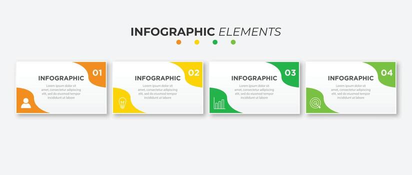 Vector infographic label design with square and arrows. Business concept with 4 options or steps. Can be used for workflow diagram, info chart, web design.