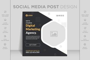 agencia de marketing digital seminario web en vivo y publicación de instagram corporativa y plantilla de banner de redes sociales vector