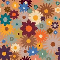 Retro seamless pattern with flowers in 60s style vector