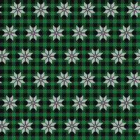Ugly sweater at Buffalo Plaid Merry Christmas and Happy New Year greeting card frame border . illustration knitted background seamless pattern with folk style scandinavian ornaments. vector