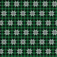 suéter feo en buffalo plaid feliz navidad y feliz año nuevo borde de marco de tarjeta de felicitación. ilustración de fondo de punto de patrones sin fisuras con adornos escandinavos de estilo popular. vector