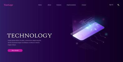 Landing page for a website related to technology vector