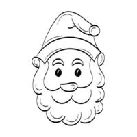 Vector illustration of cute Santa Claus or character isolated on white background. Flat Style. Line Art for print or use as poster, card, flyer or T Shirt