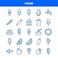 los iconos de la línea de alimentos establecidos para el kit de uxui móvil de infografía y el diseño de impresión incluyen gambas, comida, comida de mar, comida, plato, comida, cocina, colección, moderno, infografía, logotipo, y, pictogram, vector