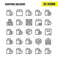 paquete de iconos de línea de entrega de envío para diseñadores y desarrolladores iconos de envío envío caja de carga paquete de entrega paquetes vector