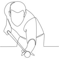 Continuous Line Drawing Billiard Player Vector Line Art Illustration