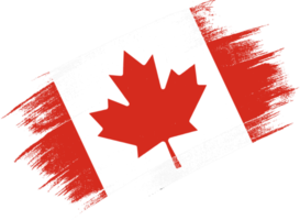 Canada  flag with brush paint textured isolated  on png or transparent background