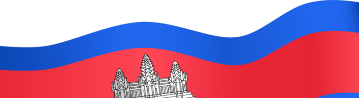 Cambodia flag wave isolated on png or transparent background