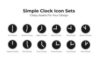 Simple Clock Icon Set For Classy Design Assets png