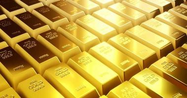 Gold bars row produce from 3d render with loop animation. video