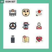 Pictogram Set of 9 Simple Filledline Flat Colors of video camera help nature ecology Editable Vector Design Elements