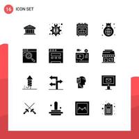 Universal Icon Symbols Group of 16 Modern Solid Glyphs of investment finance fix business cooking Editable Vector Design Elements