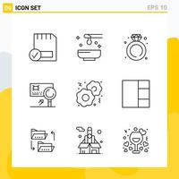 Collection of 9 Universal Line Icons Icon Set for Web and Mobile Creative Black Icon vector background