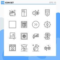 Modern 16 Line style icons Outline Symbols for general use Creative Line Icon Sign Isolated on White Background 16 Icons Pack Creative Black Icon vector background