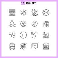 16 Icons in Line Style Outline Symbols on White Background Creative Vector Signs for Web mobile and Print Creative Black Icon vector background