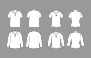 Set of Outline White Polo Shirt vector