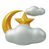 maan en wolk 3d icoon illustratie png