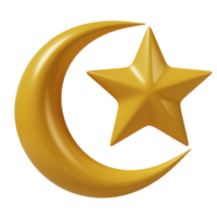 Moon and star 3d icon illustration png