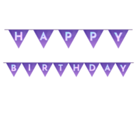 Happy Birthday cartoon party garland illustration. Paper party bunting, triangular flags.  Decorative colorful party pennants for birthday celebration, festival and fair decoration png