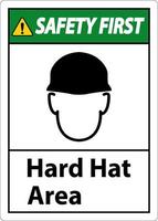 Safety First Hard Hat Protection Required Area Sign On White Background vector