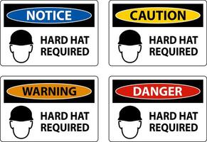 Caution Hard Hat Required Sign On White Background vector