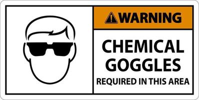 Warning Chemical Goggles Required Sign On White Background vector