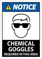 Notice Chemical Goggles Required Sign On White Background vector