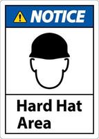 Notice Hard Hat Protection Required Area Sign On White Background vector