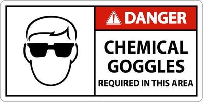 Danger Chemical Goggles Required Sign On White Background vector