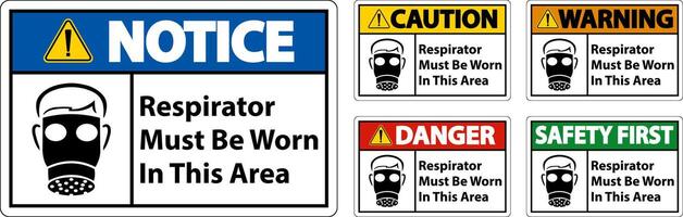 Respirators Must Be Worn In This Area Signs vector