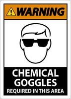 Warning Chemical Goggles Required Sign On White Background vector