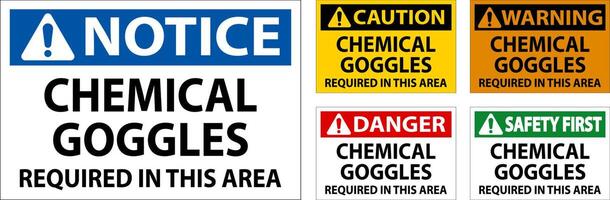 Chemical Goggles Required Sign On White Background vector