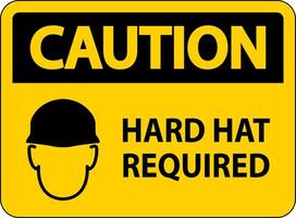 Caution Hard Hat Required Sign On White Background vector